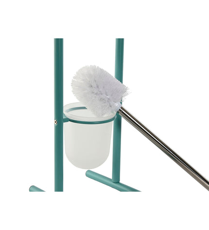Home ESPRIT toilet paper holder set in turquoise metal, 30x16x78.5 cm, suitable for bathroom decor with two units shown.