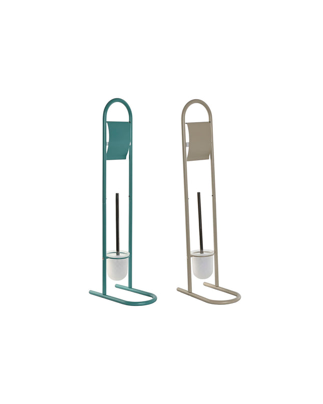 Home ESPRIT turquoise metal toilet roll holder set with two wall-mounted racks, 78.5 cm tall, for bathroom organization.