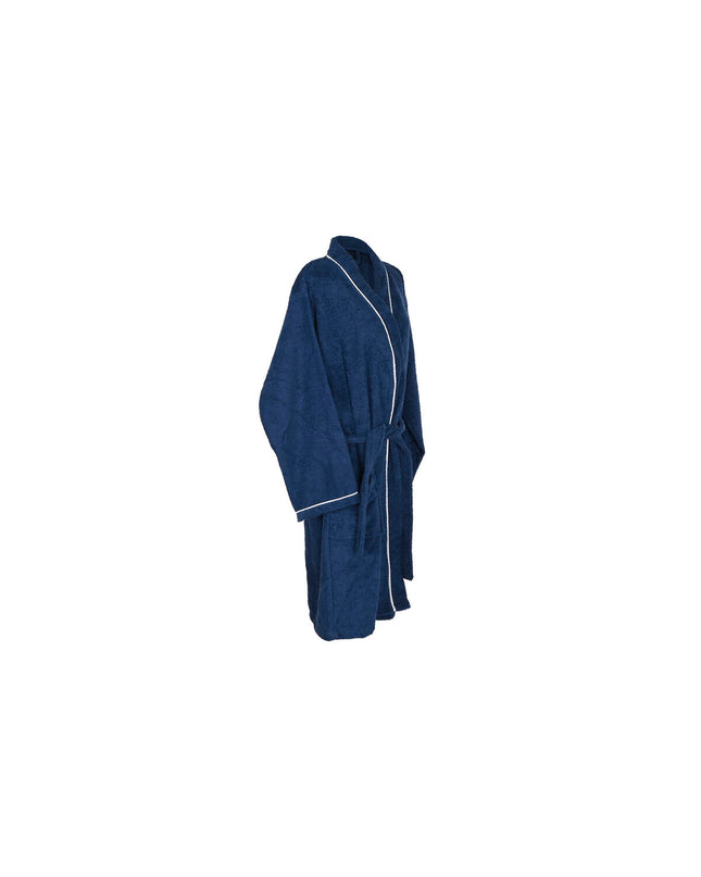 Home ESPRIT men's blue cotton bathrobe, cozy and comfortable, suitable for home and bathroom use.
