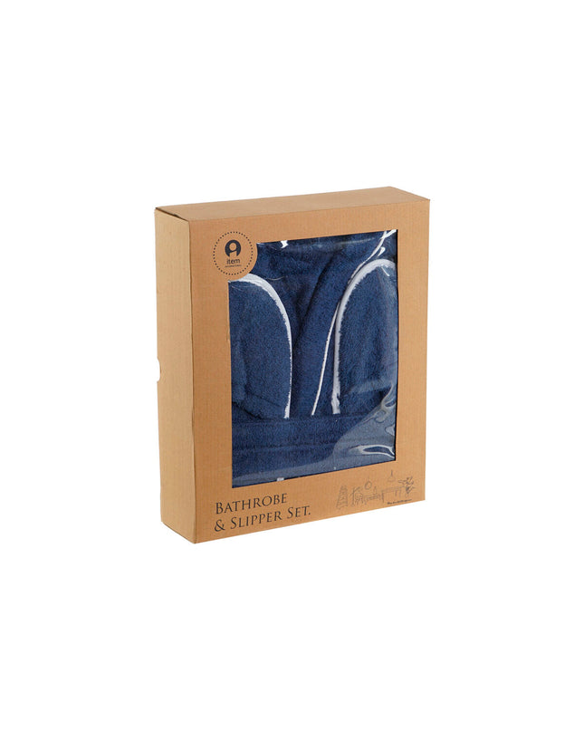 Blue women's home spa robe by Home ESPRIT, designed for comfort and relaxation in the bathroom or at home.