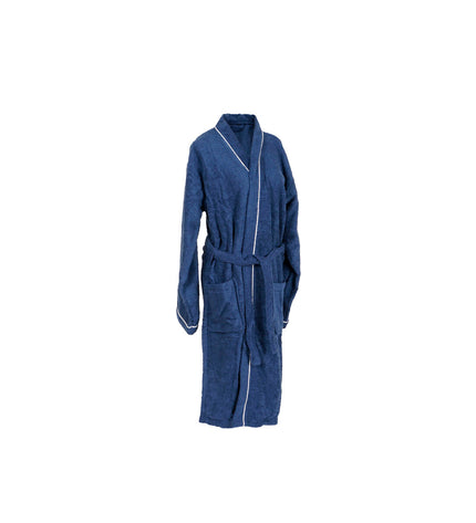 Home ESPRIT blue women's bathrobe, cozy house and kitchen wear, displayed on a hanger with a textured fabric appearance.