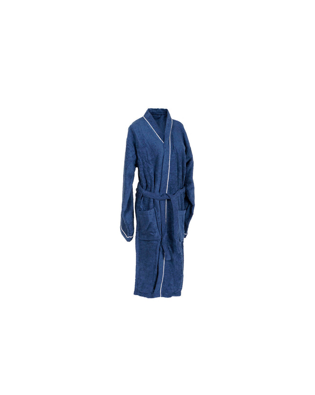 Home ESPRIT blue women's bathrobe, cozy house and kitchen wear, displayed on a hanger with a textured fabric appearance.