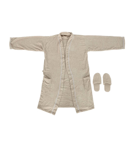 Beige men's Kamerjas from Home ESPRIT, made of cotton, suitable for home, bathroom, and lounging.