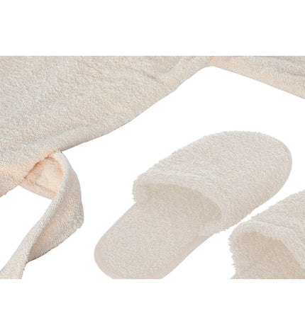 Home ESPRIT crème katoen heren kamerjas, huis en bad, showing soft fabric and relaxed fit for comfortable home wear.