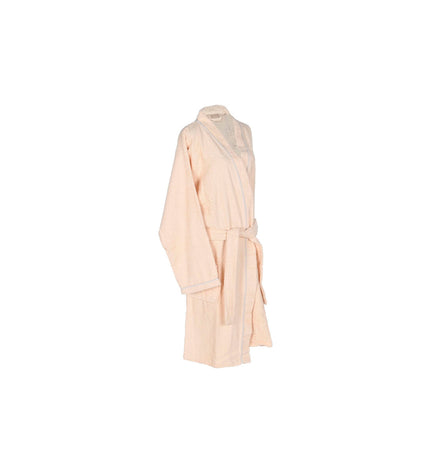 Home ESPRIT men's crème cotton bathrobe for home and cooking, shown hanging with soft fabric and cozy design.