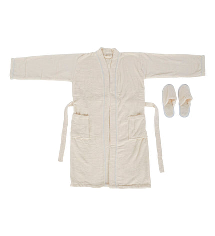 Home ESPRIT crème vrouw kamerjas with soft, plush fabric, designed for home comfort and lounge wear.