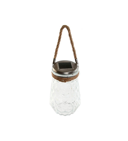 Home ESPRIT transparent silver outdoor garden decoration with built-in lighting, measuring 11x11x18 cm, ideal for outdoor decor.