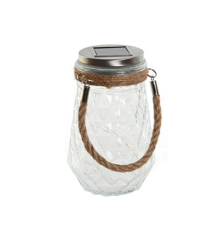 Home ESPRIT illuminated outdoor garden decoration in transparent silver, measuring 11x11x18 cm, suitable for outdoor use.