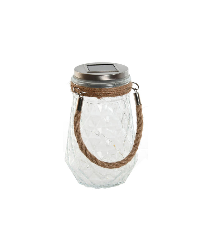 Home ESPRIT illuminated outdoor garden decoration in transparent silver, measuring 11x11x18 cm, suitable for outdoor use.