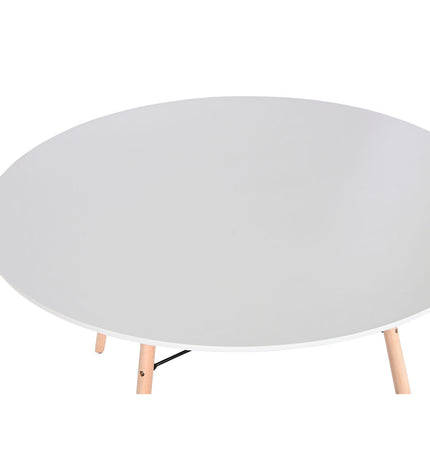 Home ESPRIT eettafel with natural berken hout and zwart MDF, 120x120 cm, showcasing its modern design and sturdy tabletop.