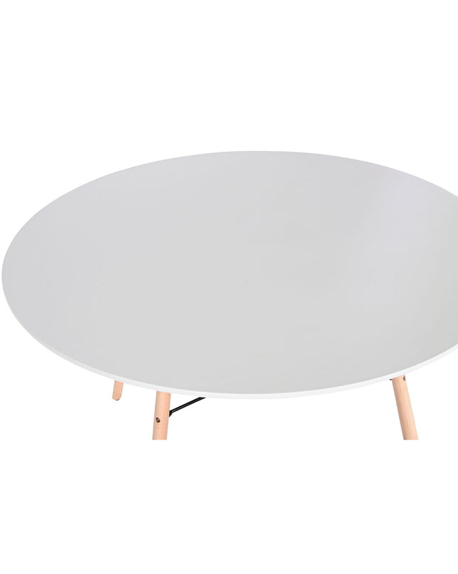 Home ESPRIT eettafel with natural berken hout and zwart MDF, 120x120 cm, showcasing its modern design and sturdy tabletop.