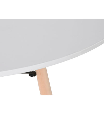 Home ESPRIT dining table with white and black natural birch wood finish, MDF surface, 120x120x74 cm, modern kitchen furniture.