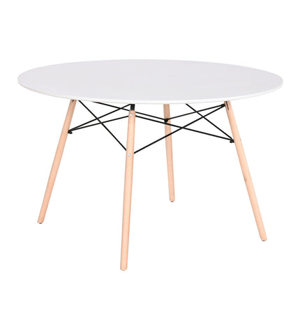 Home ESPRIT eettafel with white and black natural birch wood MDF surface, 120x120x74 cm, modern dining table for home and kitchen.