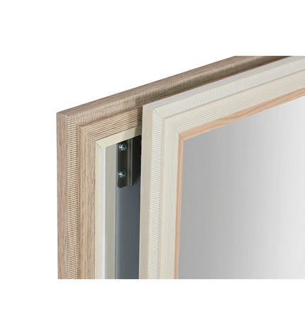 Home ESPRIT wall mirrors in beige, brown, and gray, set of four, with rectangular shape and dimensions 66x2x92 cm and 70x2x97 cm.