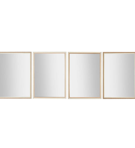 Home ESPRIT wall mirror set with four beige and gray rectangular mirrors, measuring 66x2x92 cm and 70x2x97 cm, suitable for home decor.
