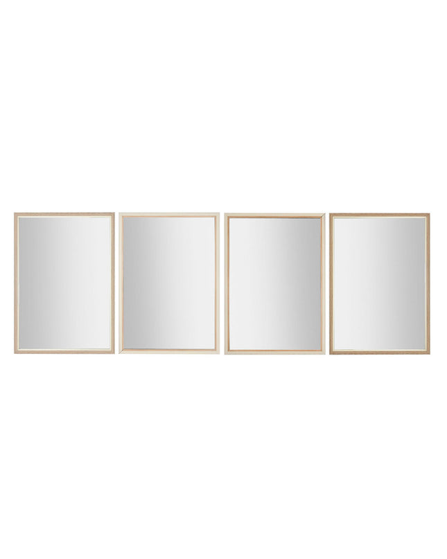 Home ESPRIT wall mirror set with four beige and gray rectangular mirrors, measuring 66x2x92 cm and 70x2x97 cm, suitable for home decor.