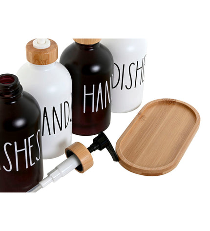 Home ESPRIT white and black bamboo crystal soap dispensers for home and bathroom, 350 ml, set of two.