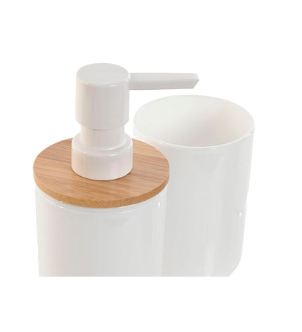 Home ESPRIT bamboe badset met witte polyestyreen, inclusief 7x7x16 cm bad accessoires voor huis en koken.