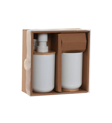 Home ESPRIT bamboo soap dish in natural wood finish, 7x7x16 cm, ideal for bathroom decor and organization.
