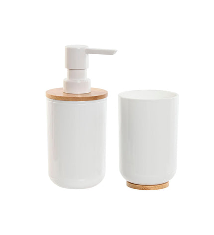 Home ESPRIT bamboo soap dish for bathroom, natural bamboo finish, measures 7x7x16 cm, ideal for holding soap.