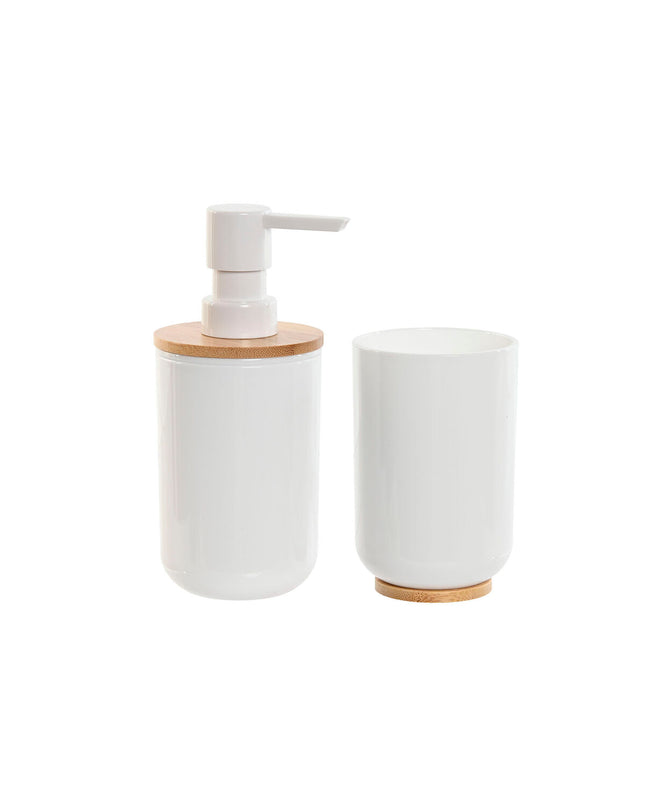 Home ESPRIT bamboo soap dish for bathroom, natural bamboo finish, measures 7x7x16 cm, ideal for holding soap.