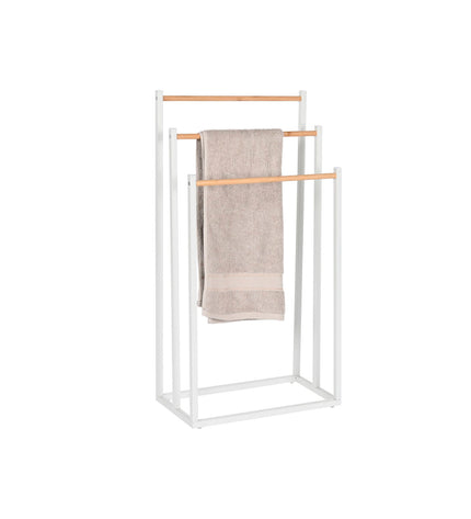Home ESPRIT standing towel rack in white natural bamboo and metal, 45 x 22 x 85 cm, for bathroom organization.