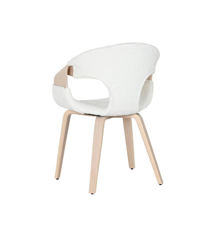 Home ESPRIT keukenstoel with white polyester upholstery and wooden legs, measuring 55.5 x 67.5 x 80.5 cm.