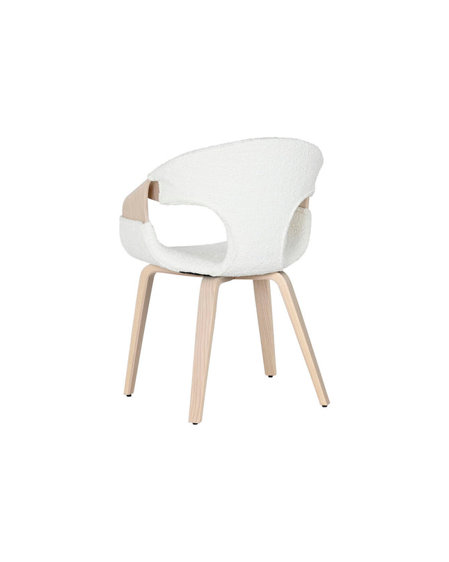 Home ESPRIT keukenstoel with white polyester upholstery and wooden legs, measuring 55.5 x 67.5 x 80.5 cm.