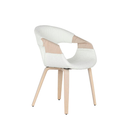 Home ESPRIT keukenstoel in wit polyester met houten frame, 55.5 x 67.5 x 80.5 cm, modern huis en koken meubel.
