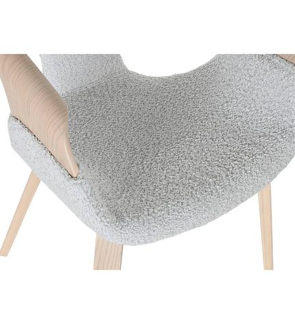 Home ESPRIT keukenstoel in grijs polyester met houten frame, 55.5 x 67.5 x 80.5 cm, huishuis en koken meubel