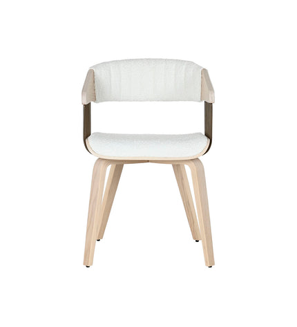 Home ESPRIT keukenstoel with white polyester upholstery and wooden legs, measuring 51 x 55 x 76.5 cm.