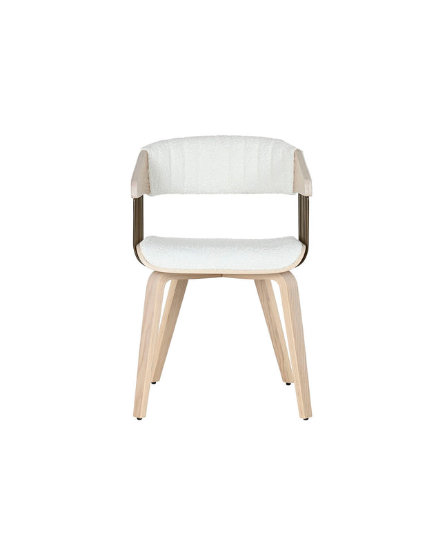 Home ESPRIT keukenstoel with white polyester upholstery and wooden legs, measuring 51 x 55 x 76.5 cm.