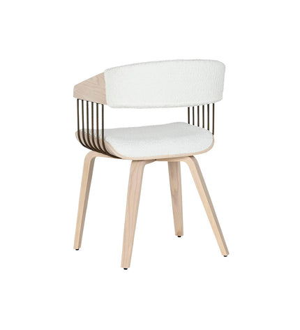 Home ESPRIT kitchen chair in white polyester with wooden legs, measuring 51x55x76.5 cm, suitable for home dining and kitchen use.