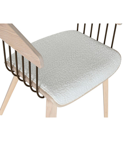 Home ESPRIT keukenstoel in wit polyester met houten frame, 51 x 55 x 76.5 cm, modern huis en koken meubilair