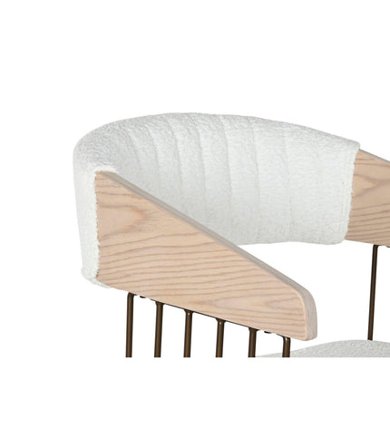 Home ESPRIT keukenstoel in wit polyester met houten frame, 51x55x76.5 cm, modern design for kitchen or dining area.