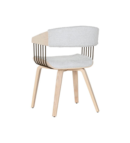 Home ESPRIT kitchen chair in grey polyester with wooden legs, measuring 51 x 55 x 76.5 cm, suitable for home and dining areas.