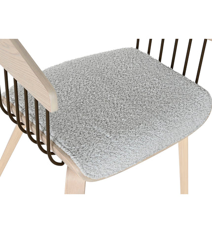 Home ESPRIT keukenstoel in grijs polyester met houten poten, afmetingen 51x55x76.5 cm, geschikt voor huis en koken.
