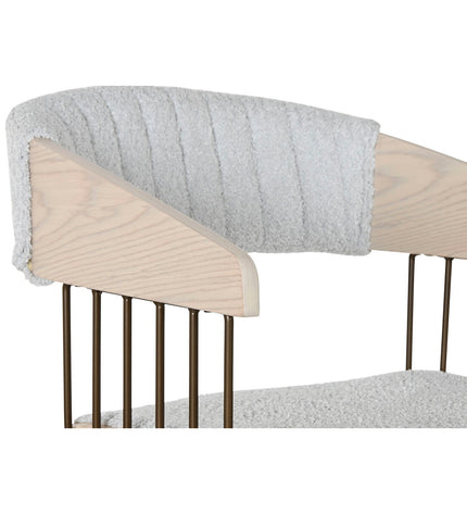 Home ESPRIT keukenstoel in grijs polyester met houten frame, 51 x 55 x 76,5 cm, voor huis en koken meubel.