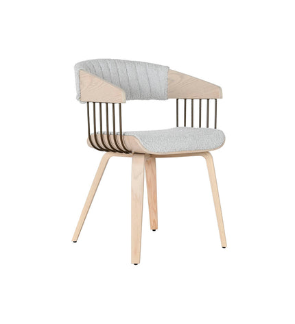Home ESPRIT kitchen chair in gray polyester with wooden legs, measuring 51x55x76.5 cm, suitable for dining and kitchen areas.