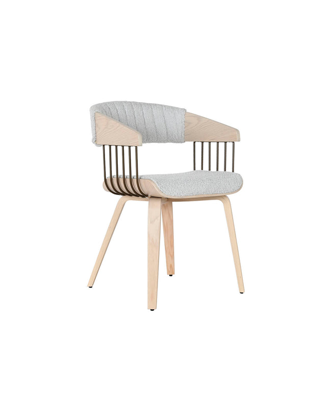 Home ESPRIT kitchen chair in gray polyester with wooden legs, measuring 51x55x76.5 cm, suitable for dining and kitchen areas.