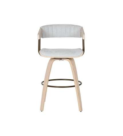 Home ESPRIT keukenstoel in grijs polyester met houten frame, 51x55x91 cm, modern huis en koken meubel