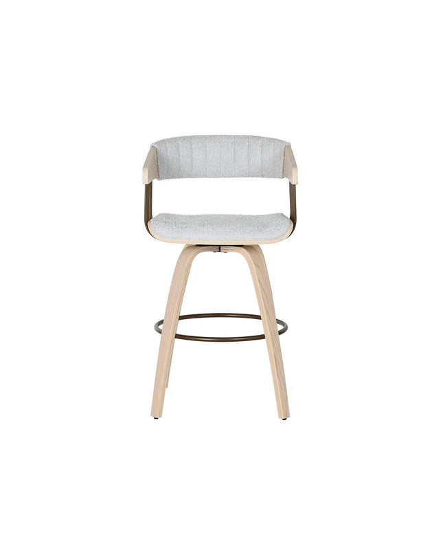 Home ESPRIT keukenstoel in grijs polyester met houten frame, 51x55x91 cm, modern huis en koken meubel