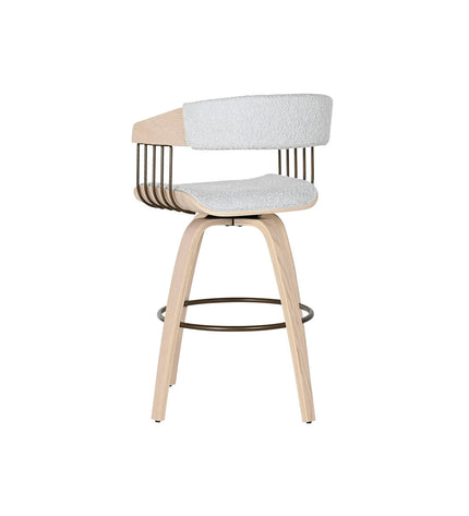 Home ESPRIT keukenstoel in grijs polyester met houten frame, measuring 51 x 55 x 91 cm, suitable for kitchen and dining areas.