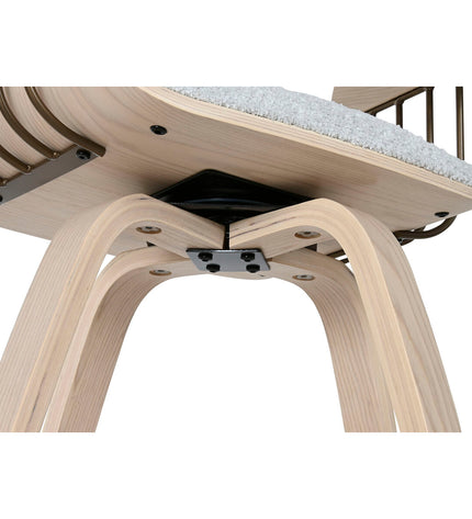 Home ESPRIT keukenstoel in grijs polyester met houten frame, 51 x 55 x 91 cm, modern huis en koken meubel.