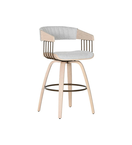 Home ESPRIT kitchen chair in gray polyester with wooden legs, measuring 51x55x91 cm, suitable for home dining or kitchen use.