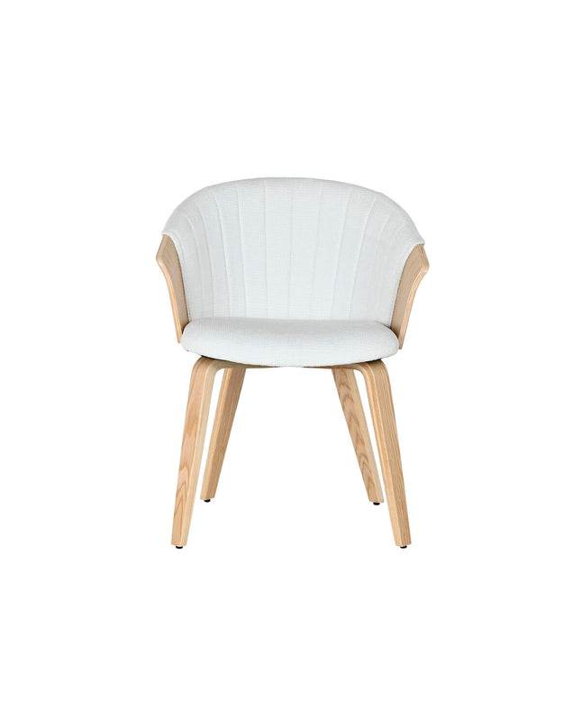 Home ESPRIT keukenstoel in wit polyester met houten frame, 60 x 57.5 x 79 cm, geschikt voor huis en koken meubel.