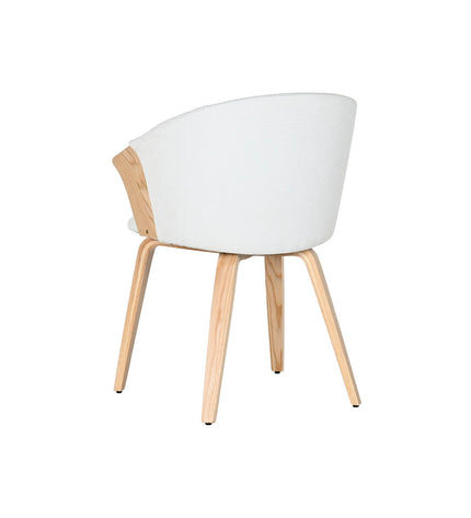 Home ESPRIT keukenstoel in wit polyester met houten frame, dimensions 60x57.5x79 cm, modern design for kitchen or dining area.