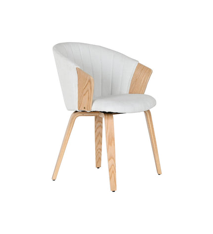 Home ESPRIT kitchen chair in white polyester with wooden legs, measuring 60x57.5x79 cm, suitable for home dining and kitchen use.