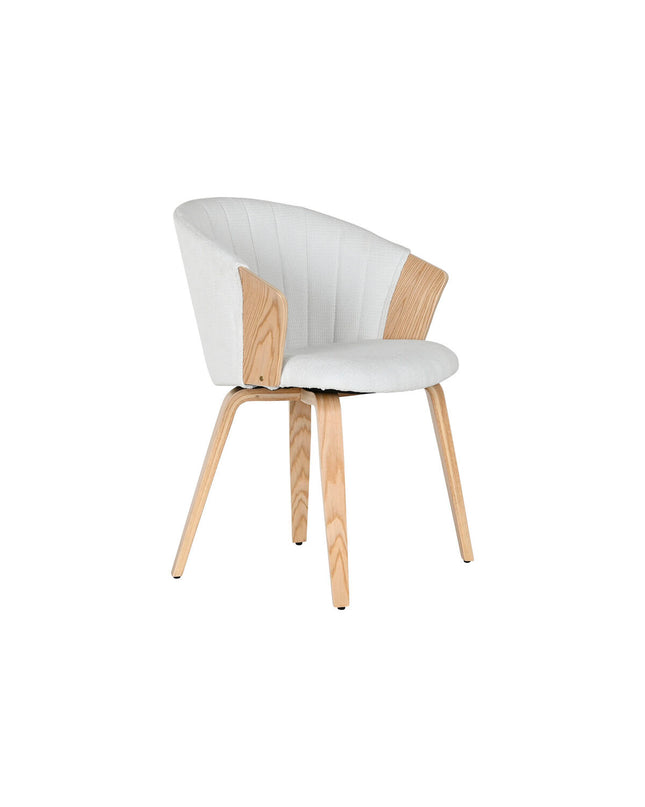 Home ESPRIT kitchen chair in white polyester with wooden legs, measuring 60x57.5x79 cm, suitable for home dining and kitchen use.