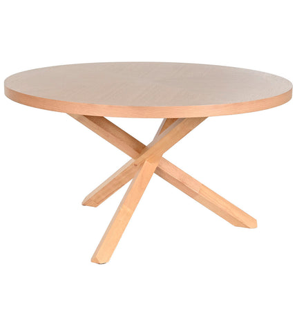 Home ESPRIT eettafel in natuurlijk hout and rubber, 137x137x75 cm, modern dining table with a natural wood finish.